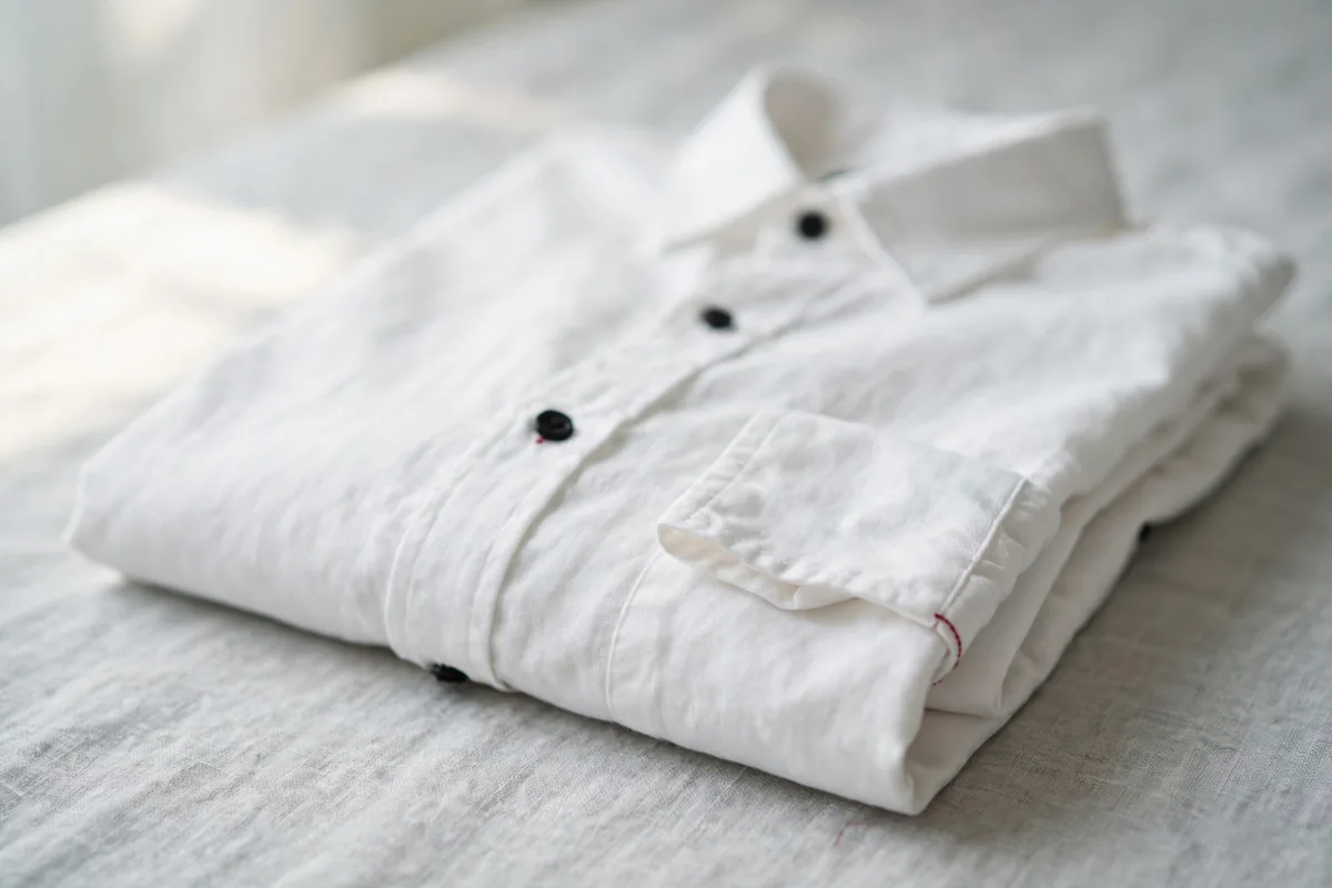 A plain white shirt folded on its own